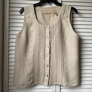 KATE HILL  Sleeveless Linen Blouse, Size SP